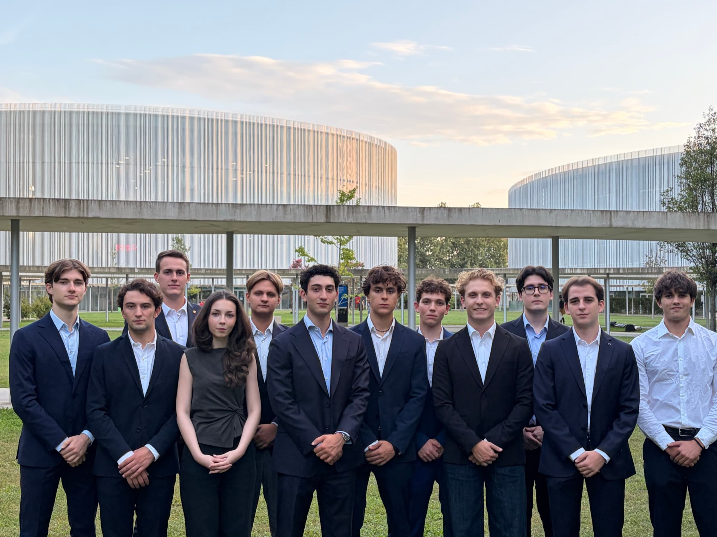 The BSEIF executive committee on the Bocconi campus at golden hour